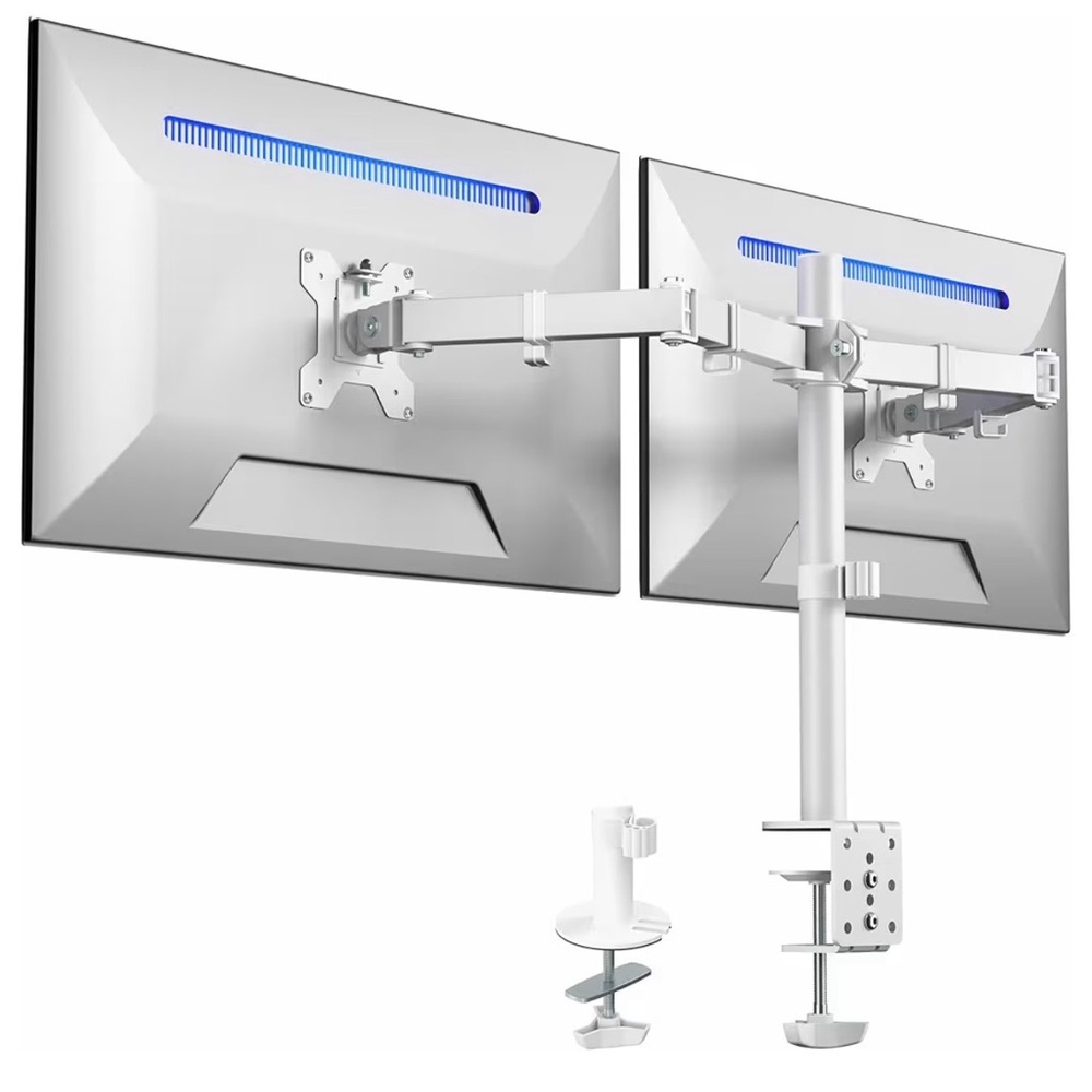 Vivo Dual Monitor Stand - White (2 Screens up to 32 inches)